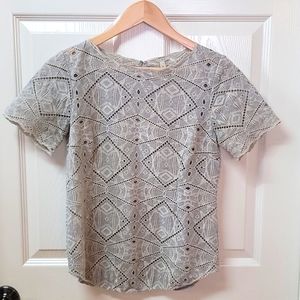 J. Crew Geometric Eyelet 100% cotton top‎ XS